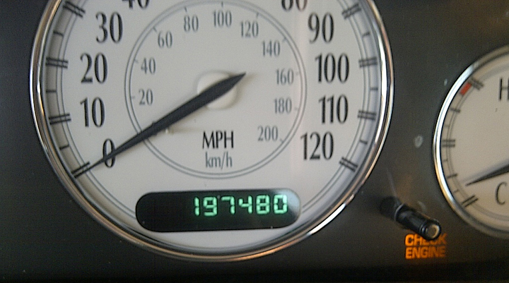 Odometer on author's 1999 Chrysler 300M, How to reach 200,000 miles