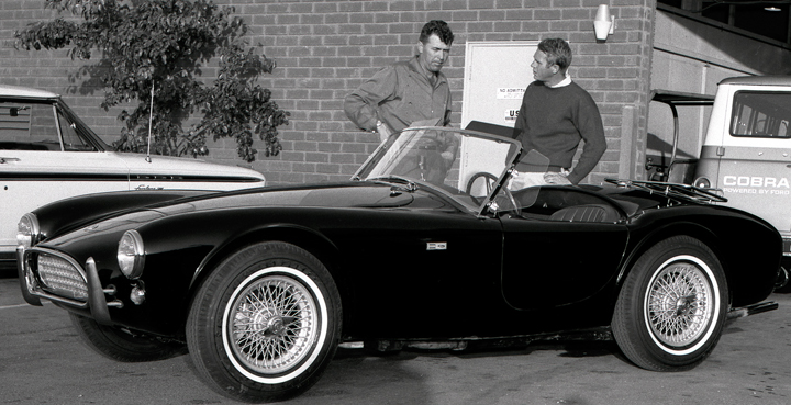 Carroll Shelby with Steve McQueen, Shelby Cobra and Steve McQueen