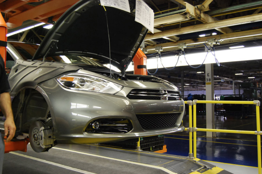 A Dodge Dart is assembled at the Belvidere Assembly Plant.