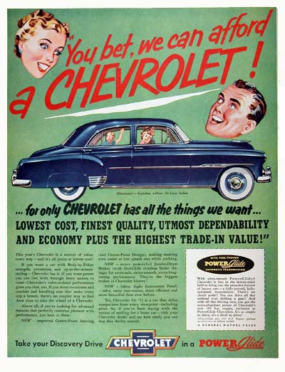1952 Chevrolet Print Ad 