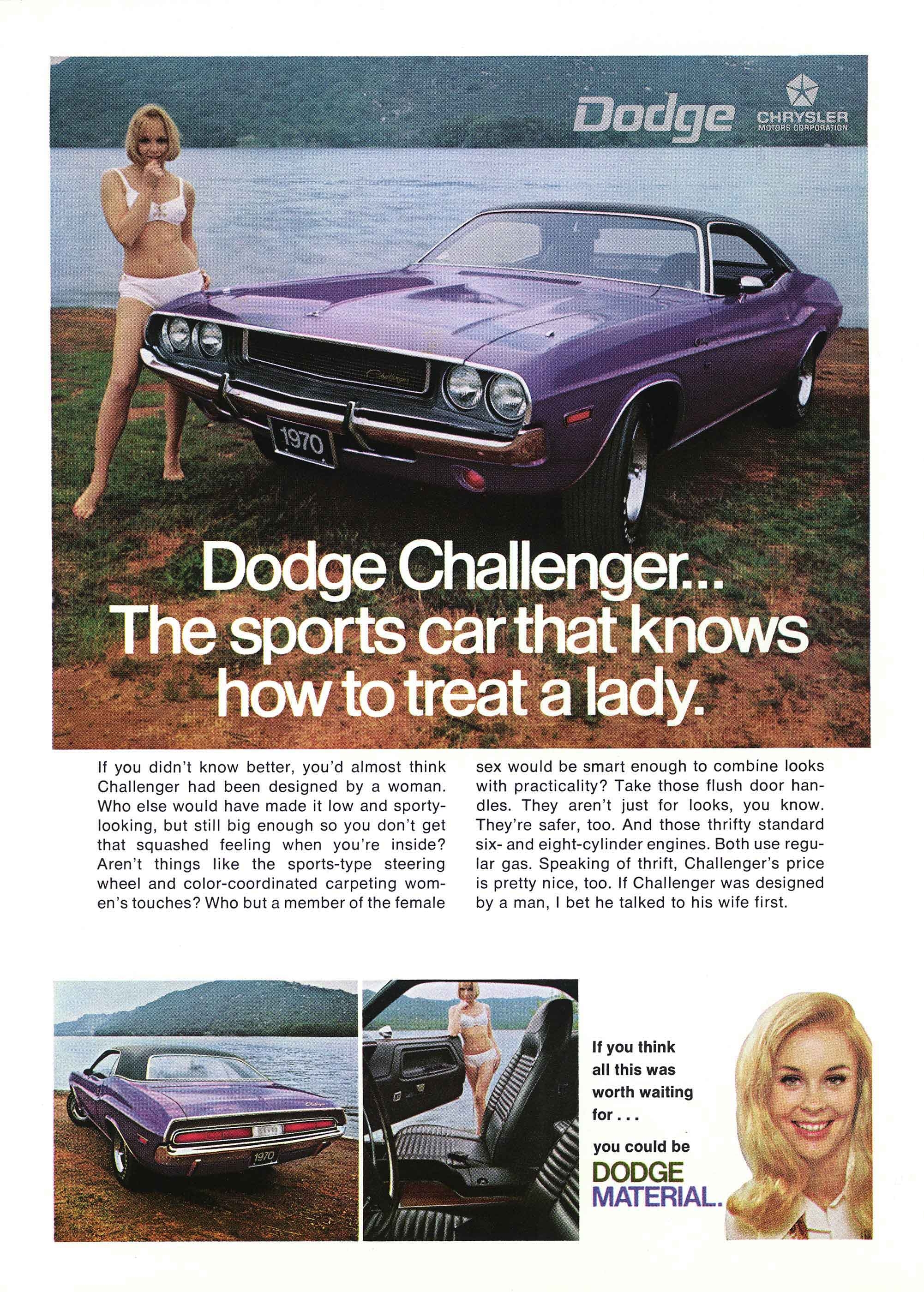 1970 Dodge Challenger advertisement. Lovely ladies