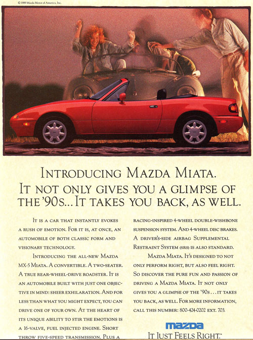 1990 Mazda Miata ad. 
