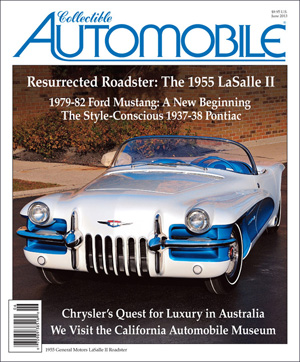 By John Biel An article about the restoration of a 1950s General Motors show car has won a writing award for Collectible Automobile® magazine, Consumer Guide® Automotive’s companion publication devoted to motoring history. The Society of Automotive Historians (SAH) presented its annual Carl Benz Award to “A Star Is Reborn: Restoring the 1955 LaSalle II Roadster,” which appeared in the June 2013 issue of CA. The award recognizes excellence in the presentation of automotive history appearing in a periodical published in the previous calendar year, and is made jointly to the author and the publication. The article was written by Terry V. Boyce, a Michigan freelance writer whose work has appeared many times in Collectible Automobile®, as well as in other publications. It told the story of the LaSalle II roadster, which was built for the ’55 GM Motorama shows, then plucked years later from a Detroit-area salvage yard by show-car collector Joe Bortz, who eventually had the car pieced together and restored. It was the second CA article penned by Boyce to claim the Benz Award. His article about the 1951 Buick XP-300, another Motorama car, won in 2011. Overall, it was the eighth CA article to earn the Benz Award. The presentation of the award was made on October 10 at the SAH’s annual meeting and awards dinner at the Hershey Country Club in Hershey, Pennsylvania. Founded in 1969, the society claims a membership of more than 900 around the world. According to its website, the not-for-profit society exists to “support the compilation and preservation of papers, organizational records, print ephemera, and images” related to the history of motorized land transportation and to promote the publishing and teaching of automotive history.