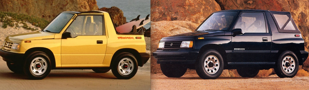 1989 Geo Tracker (left) and Suzuki Sidekick