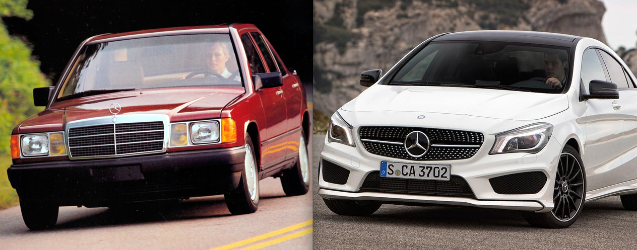 1985 Mecedes-Benz 190E and 2015 Mercedes-Benz CLA 250