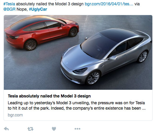 Twitter Hashtag #uglycar Tesla Model X