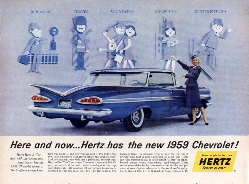 Hertz ad with 1959 Chevrolet