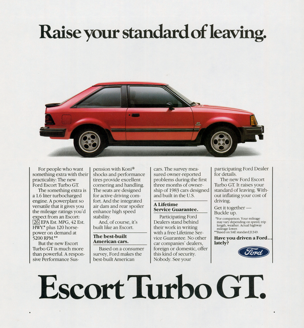 1984 Ford Escort GT Ad 