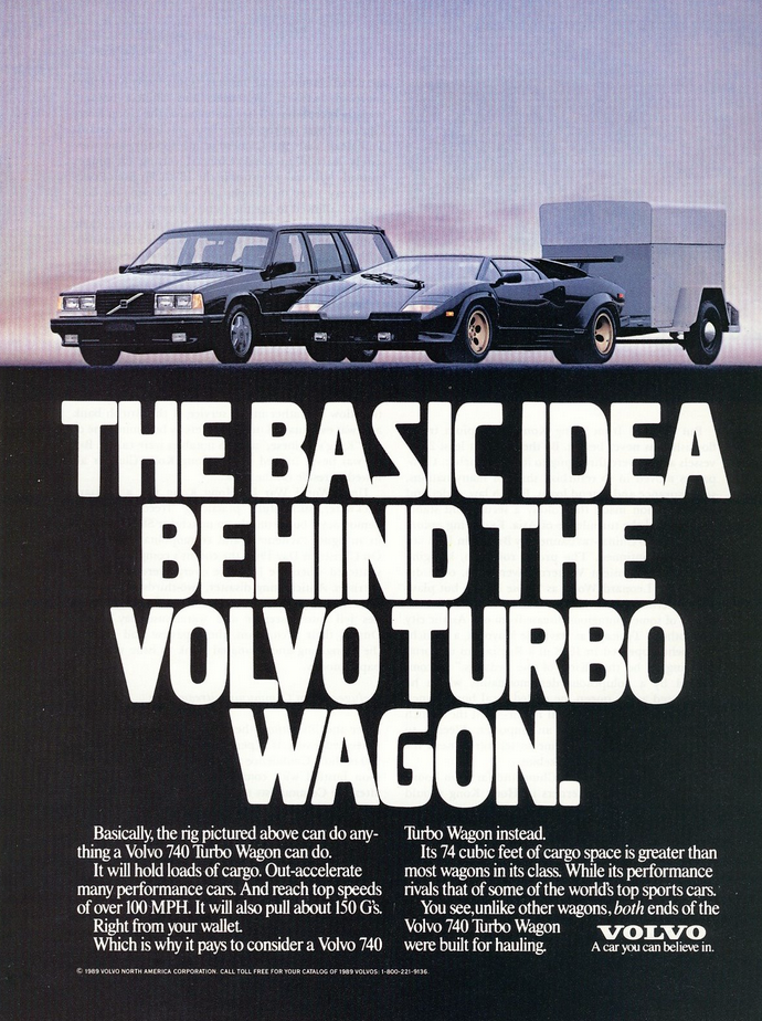 1989 Volvo 740 Turbo Wagon ad, Turbocharged Vehicles
