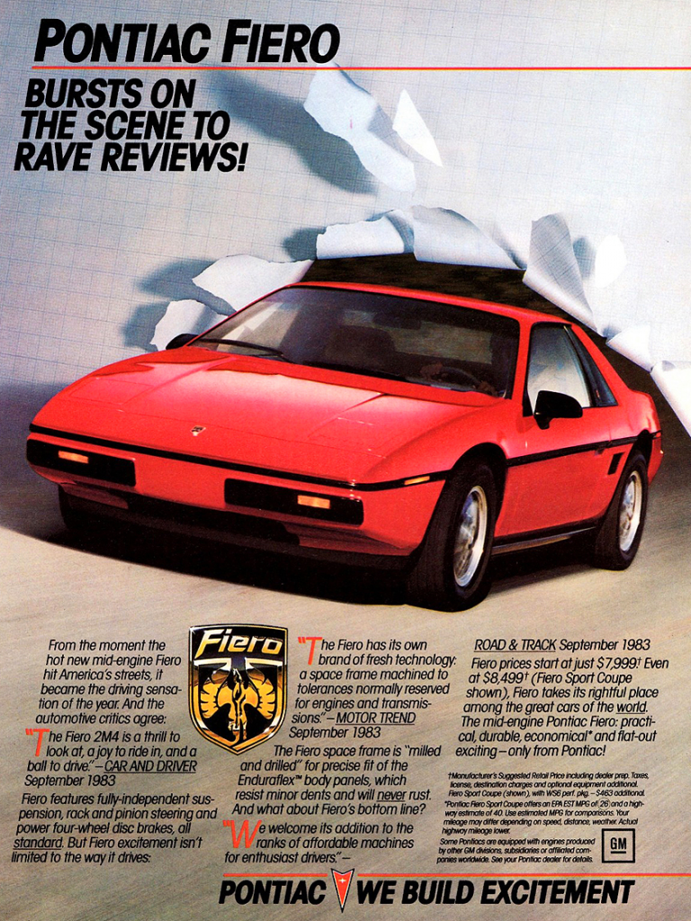 1984 Pontiac Ad (Fiero shown) 