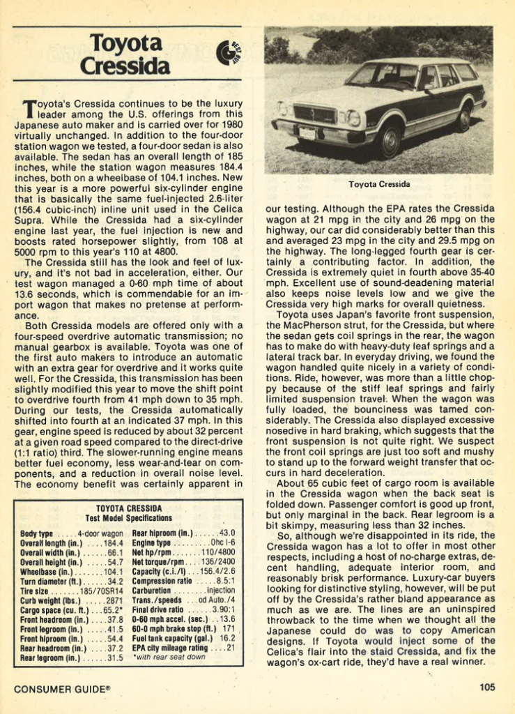1980 Toyota Cressida Wagon Review 