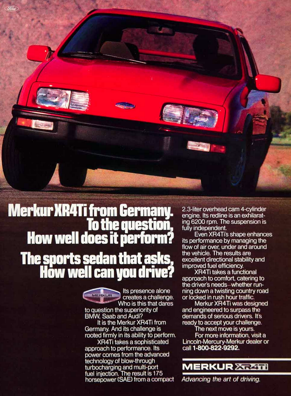 1986 Merkur XR4Ti Ad 