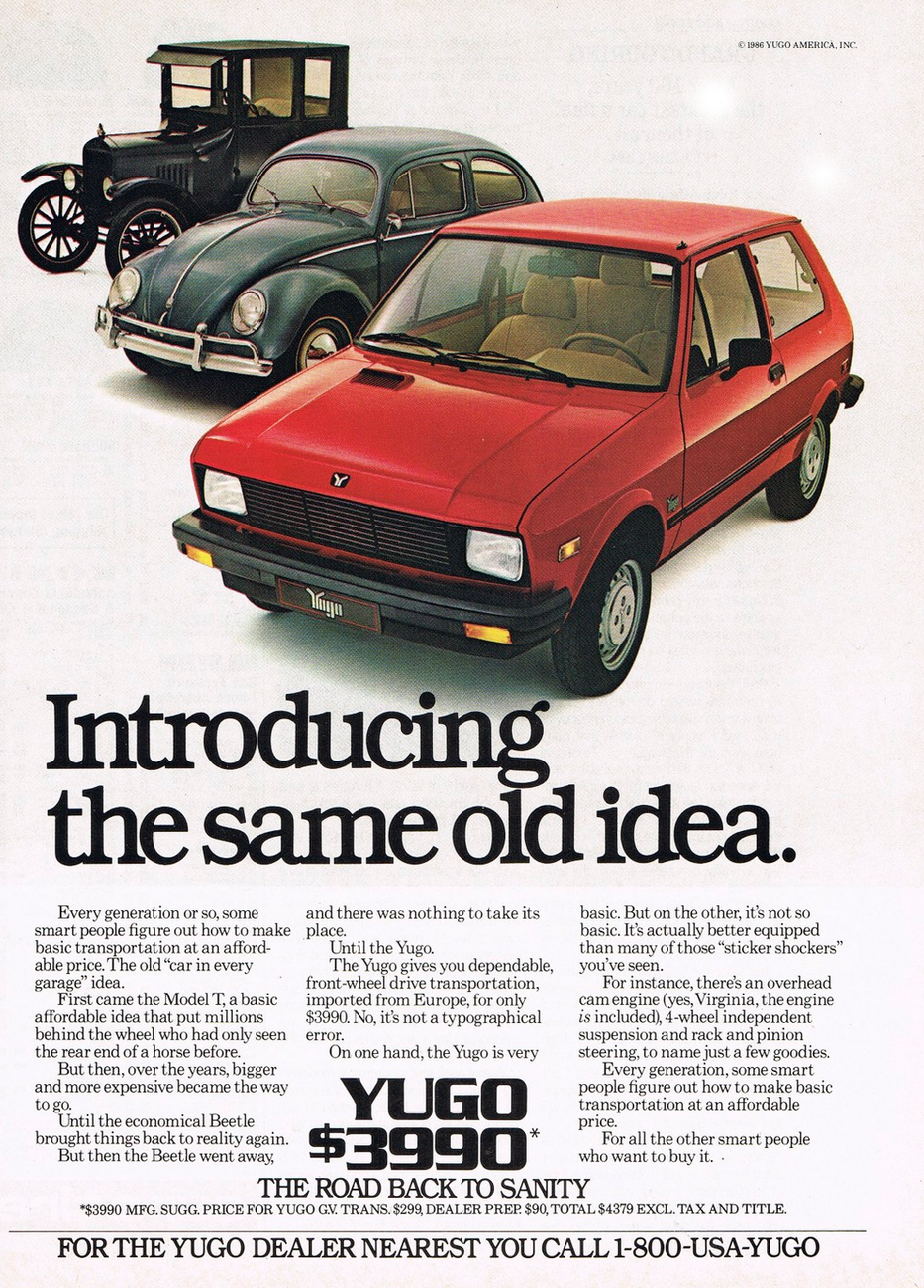 1986 Yugo GV Ad 