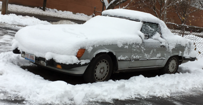 Snow-bound Mercedes SL