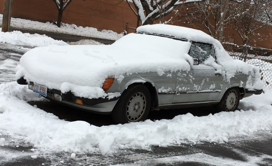 Snow-bound Mercedes SL