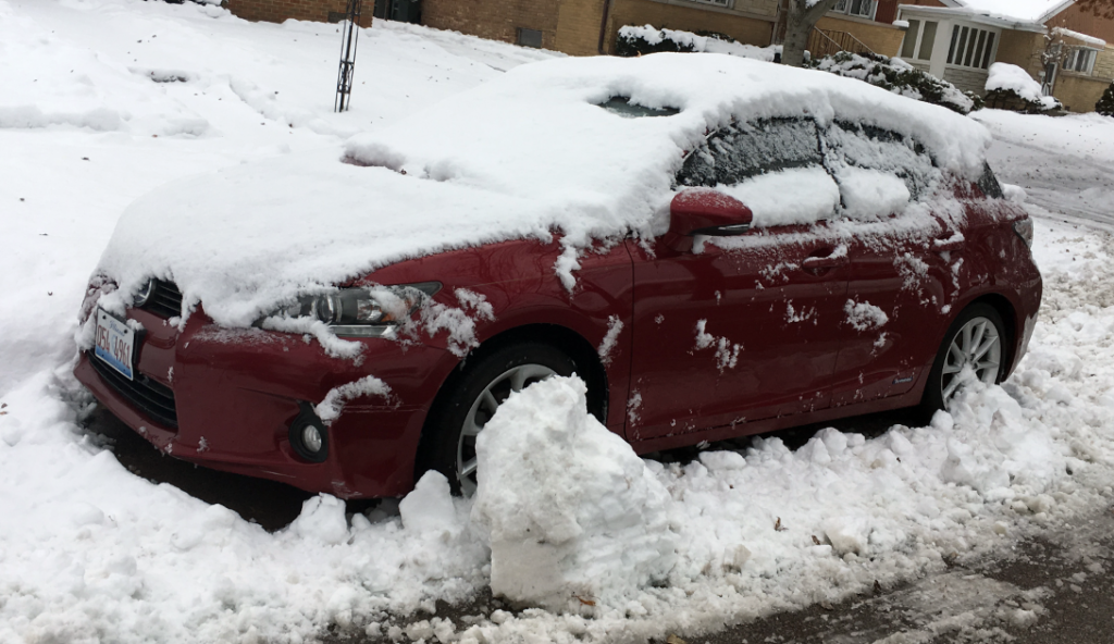 Snow-bound Lexus CT