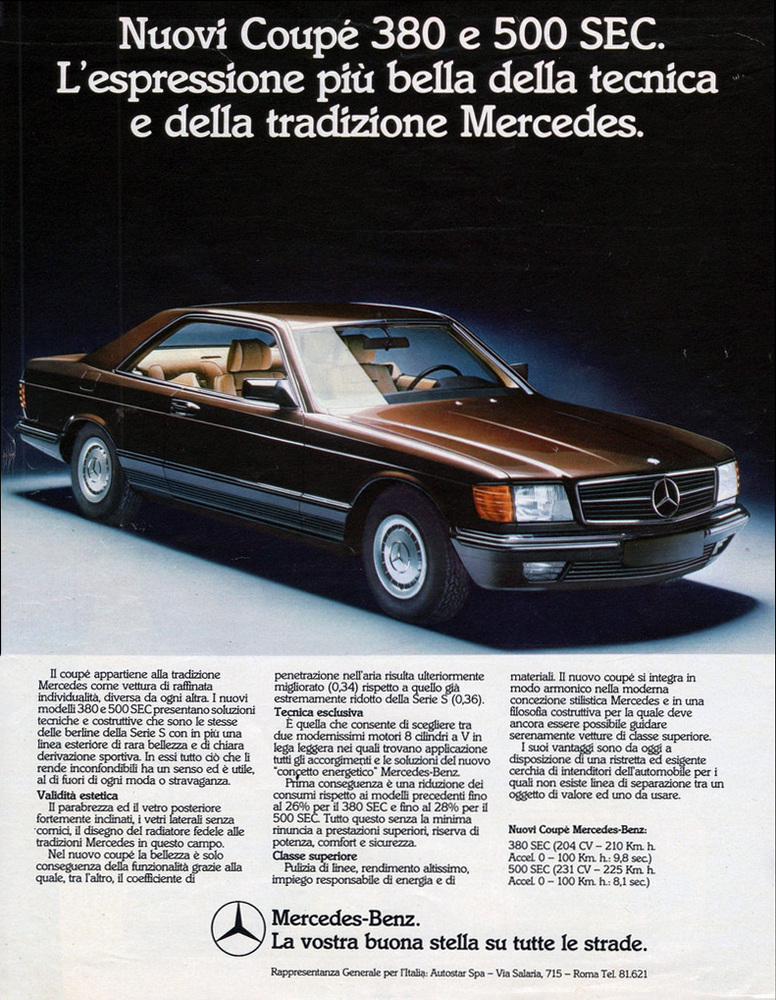 1982 Mercedes-Benz 380SEC Ad 