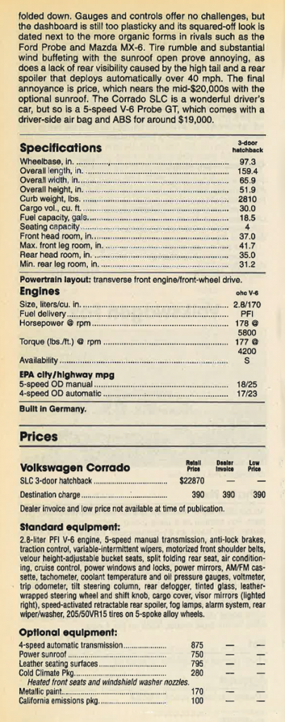 1993 Volkswagen Corrado SLC Review 