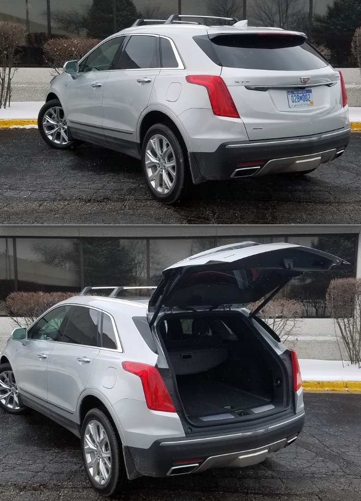 2017 Cadillac XT5 rear view, with hatch open 