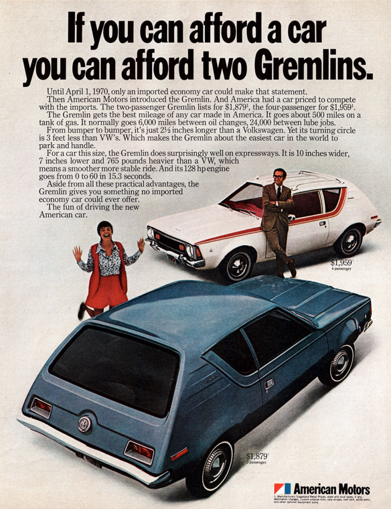 1970 AMC Gremlin Ad, Economy-Car 