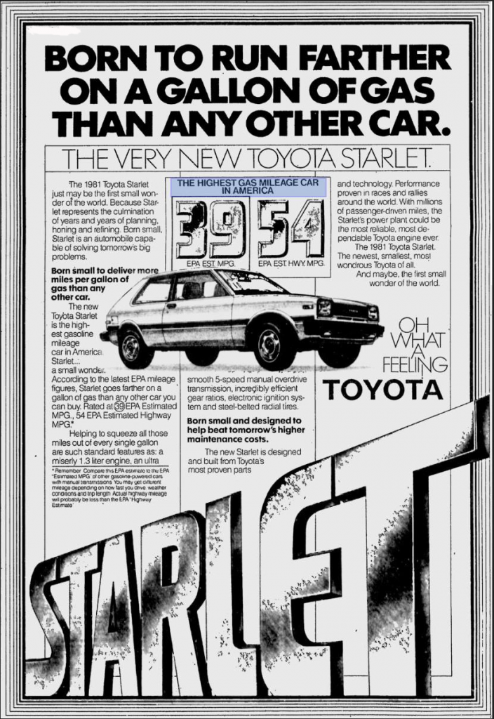 1981 Toyota Starlett Ad 