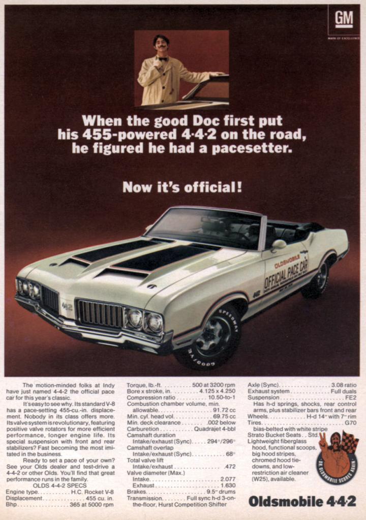 1970 Oldsmobile Pace Car Ad 