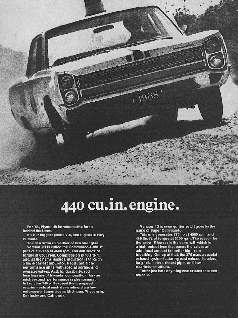 1968 Plymouth Fury Ad 