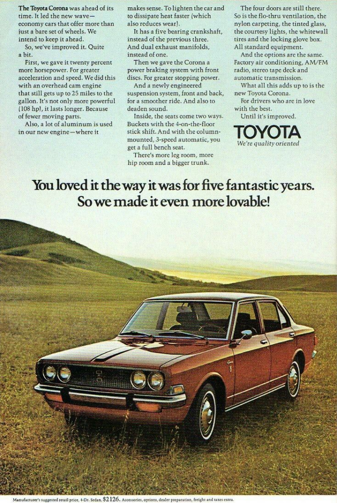 1970 Toyota Corona Ad 