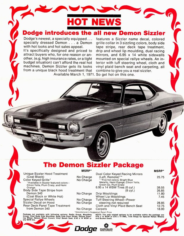 Dodge Demon Sizzler Ad 