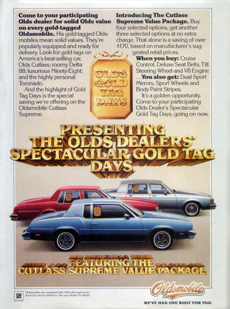 1980 Oldsmobile Cutlass Supreme Value Package 