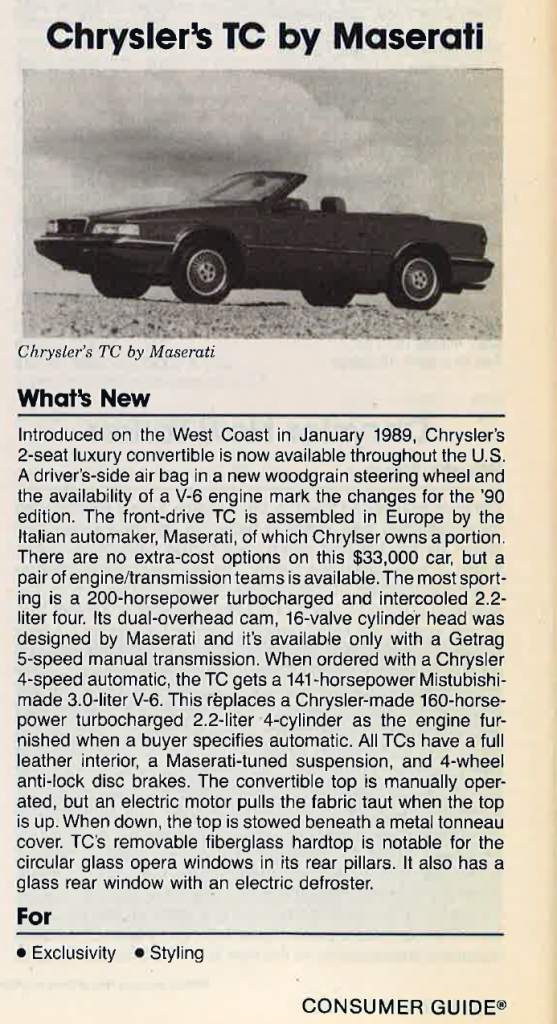 1990 Chrysler TC Review 