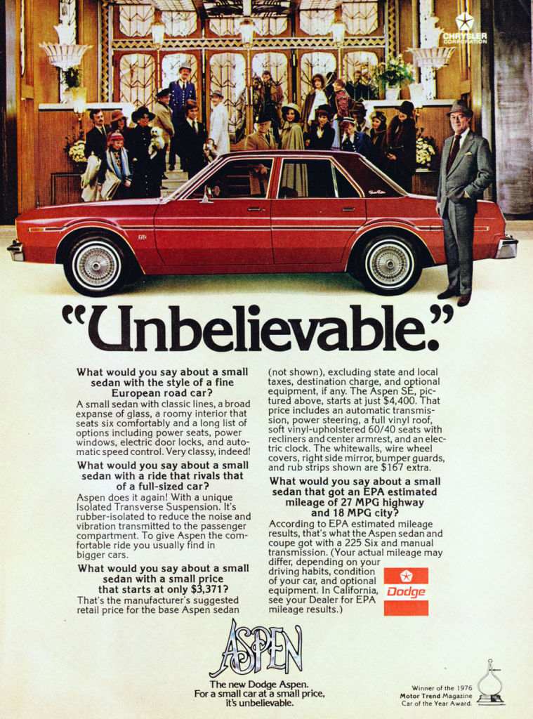 1976 Dodge Aspen Ad