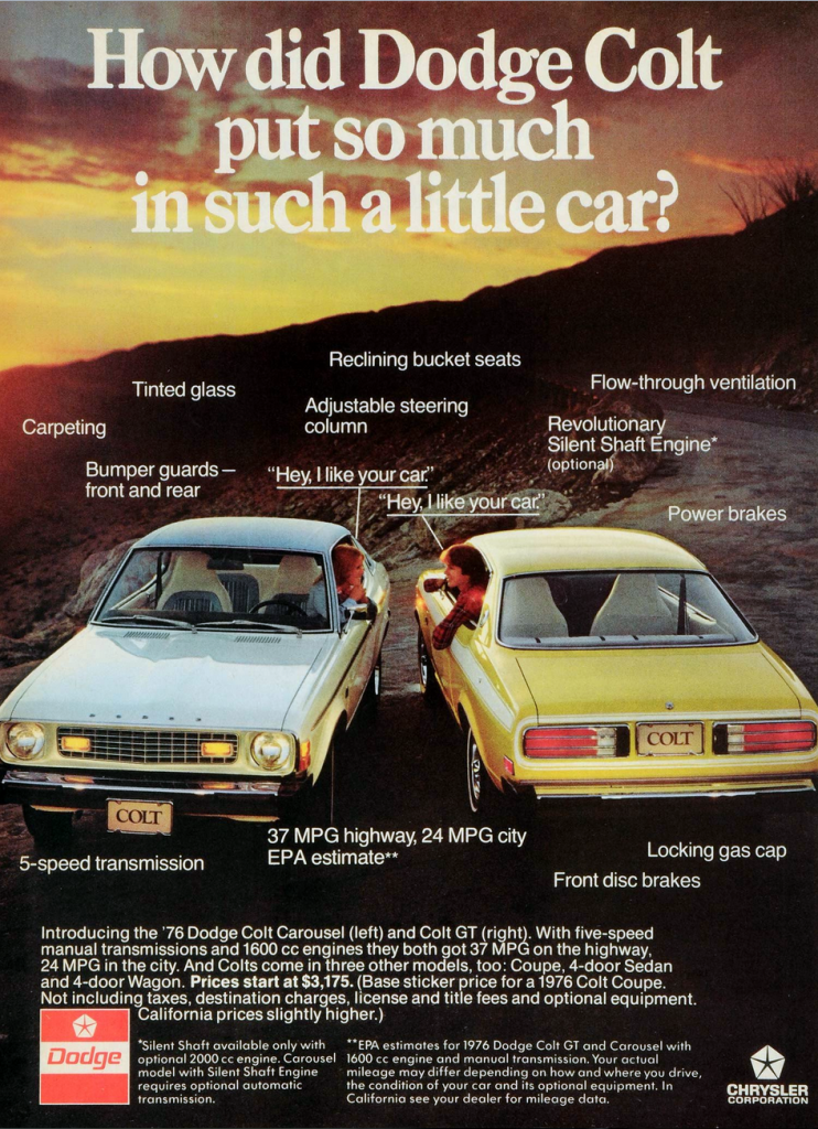 1976 Dodge Colt Ad 