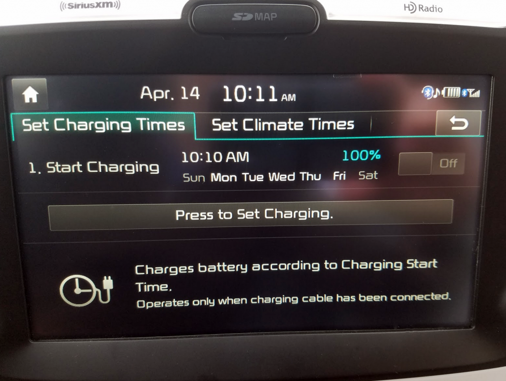 Kia Soul EV Charge Schedule Screen