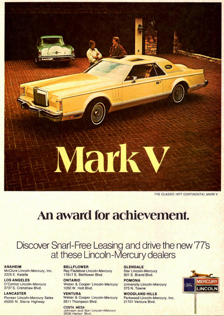 1977 Lincoln Continental Mark V Ad 