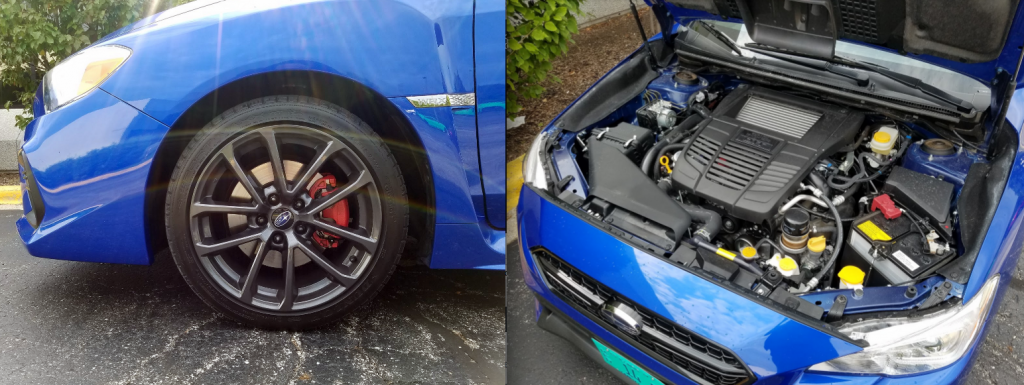 Subaru WRX wheels and engine 