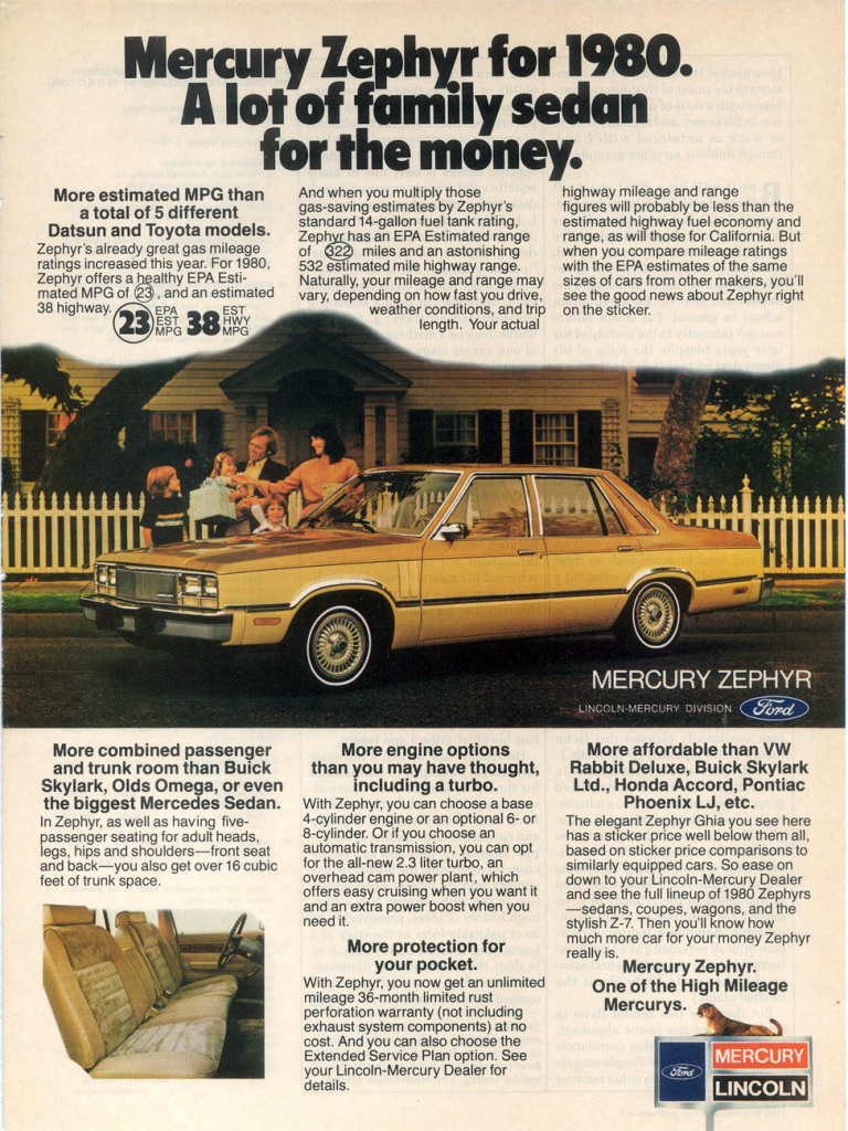 1980 Mercury Zephyr Ad 