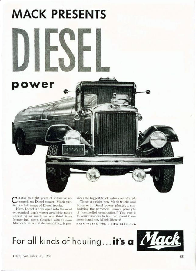 1938 Mack Truck Diesel Ad 