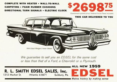 image based on Ad copy 1959 never before a car like it Edsel Car RUBBER STAMP 