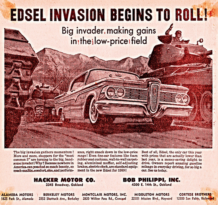 image based on Ad copy 1959 never before a car like it Edsel Car RUBBER STAMP 