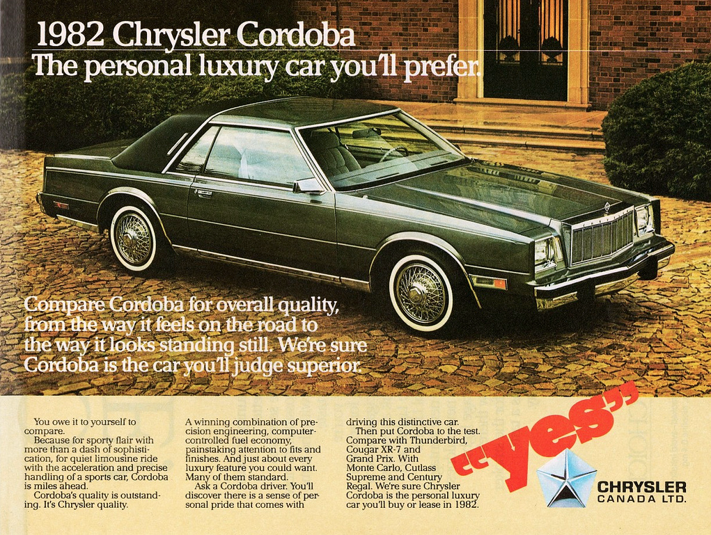 1982 Chrysler Cordoba Ad 