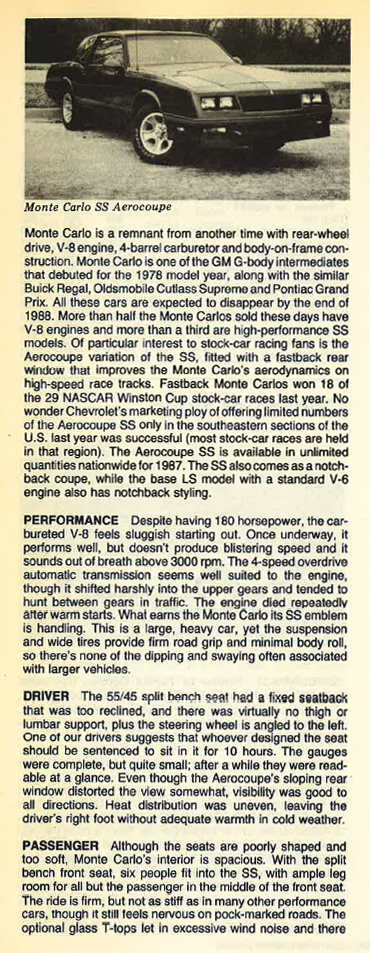 1987 Chevrolet Monte Carlo SS Review