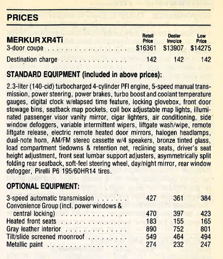 1986 Merkur XR4Ti 