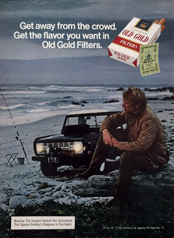 Old Gold Cigarettes Ad, Bronco, Cars in Cigarette Ads 