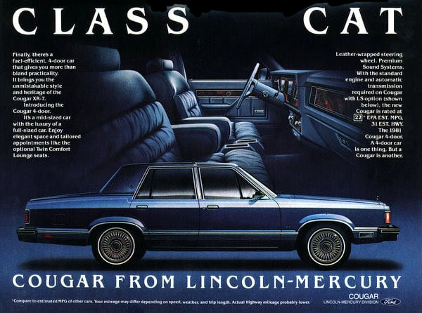 Feline Madness A Gallery Of Mercury Cougar Ads The Daily