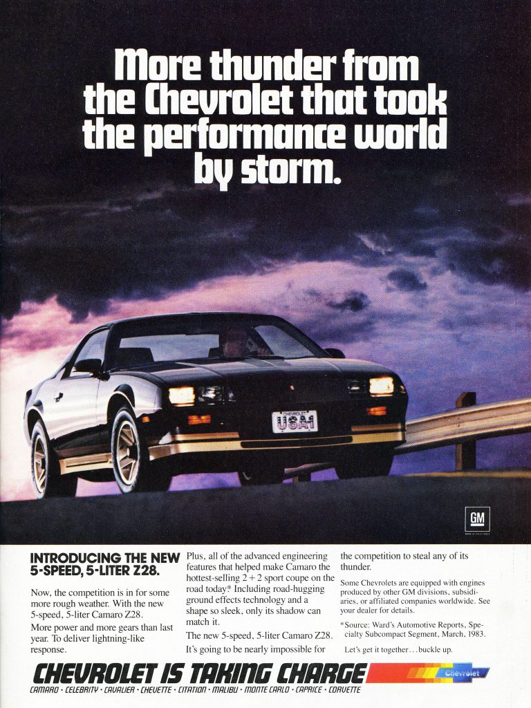 1984 Chevrolet Camaro Z28 Ad 