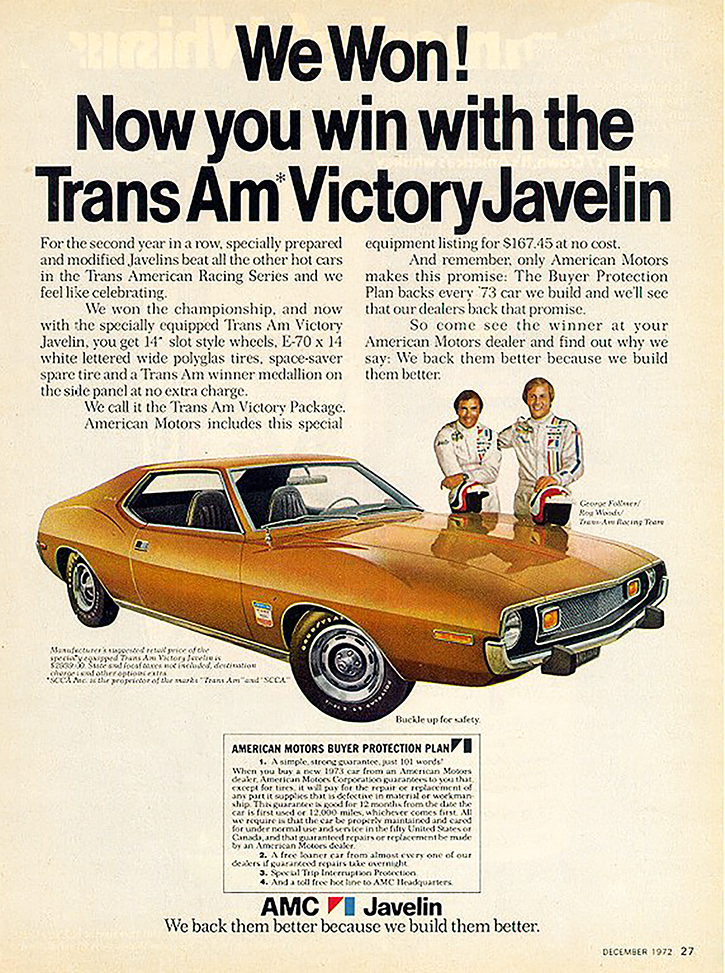 1973 AMC Javelin Ad, Trans Am Victory Javelin