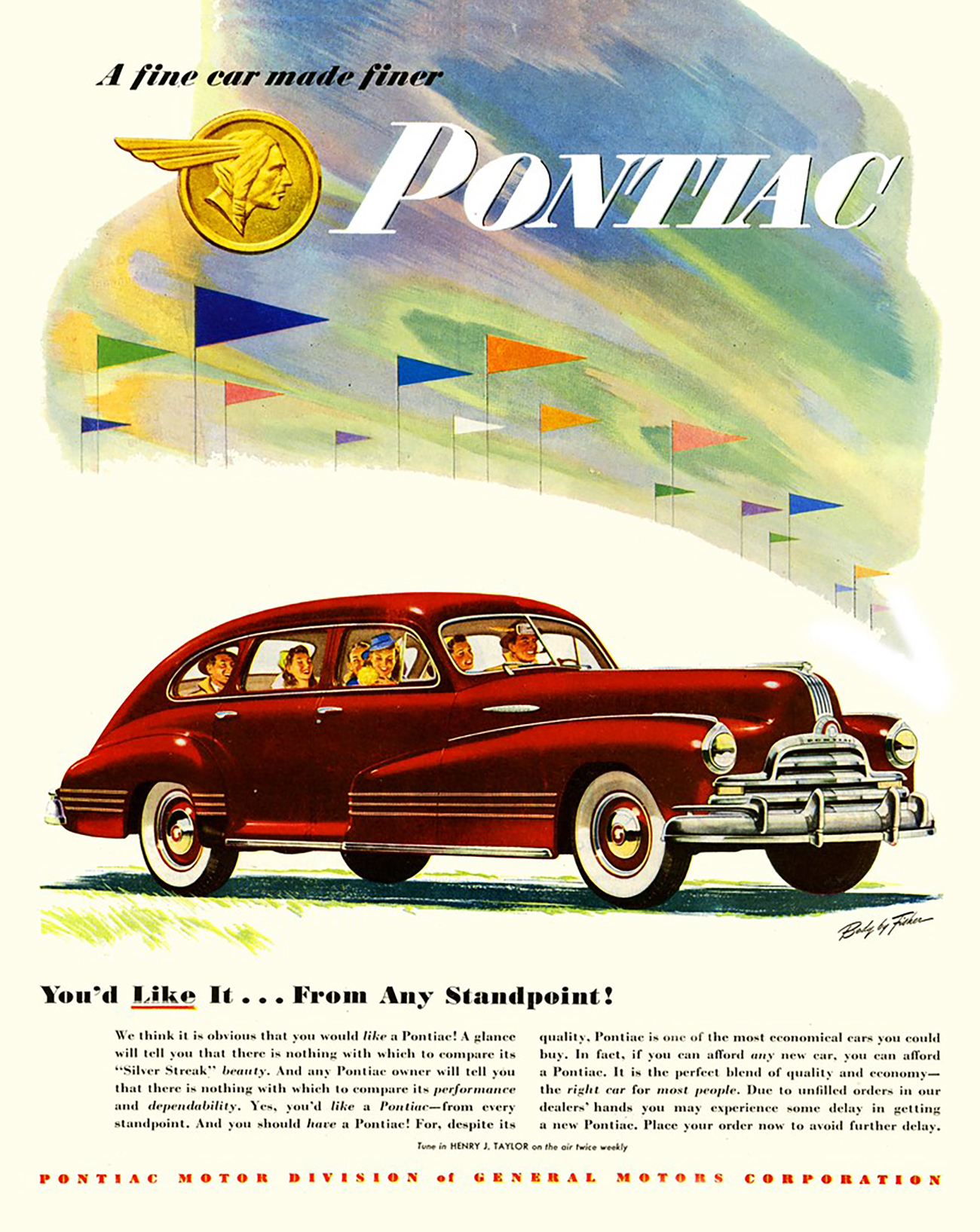 1947 Pontiac Ad, Football Auto Ad 