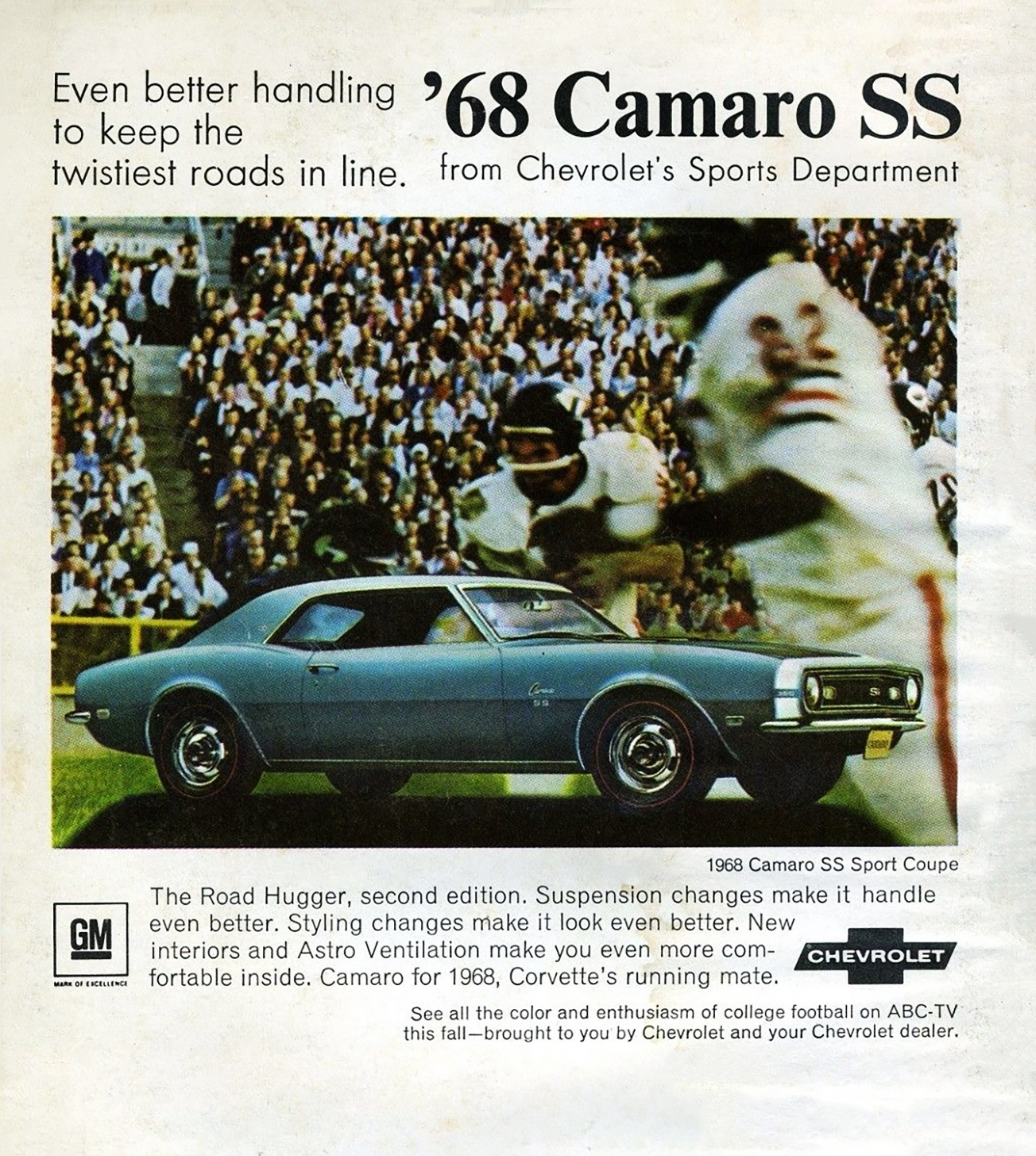 1968 Chevrolet Camaro Ad, Chicago Bears