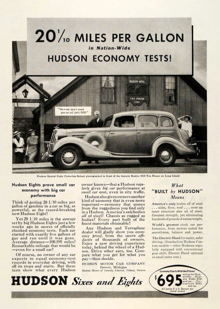 1935 Hudson Ad, Depression Era Car Ads